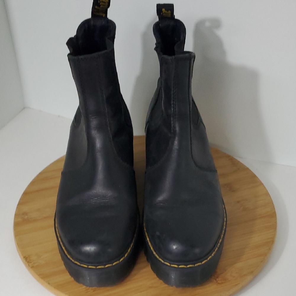 Doc Martens Rometty Leather Platform Chelsea Boots Black Leather Women's 9 - Picture 2 of 12